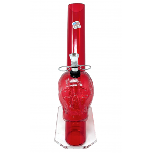 11" Acrylic 1.5"x11" Skull Metal Pull Bowl W/ Grip Water Pipe Assorted Color - [AJM26]